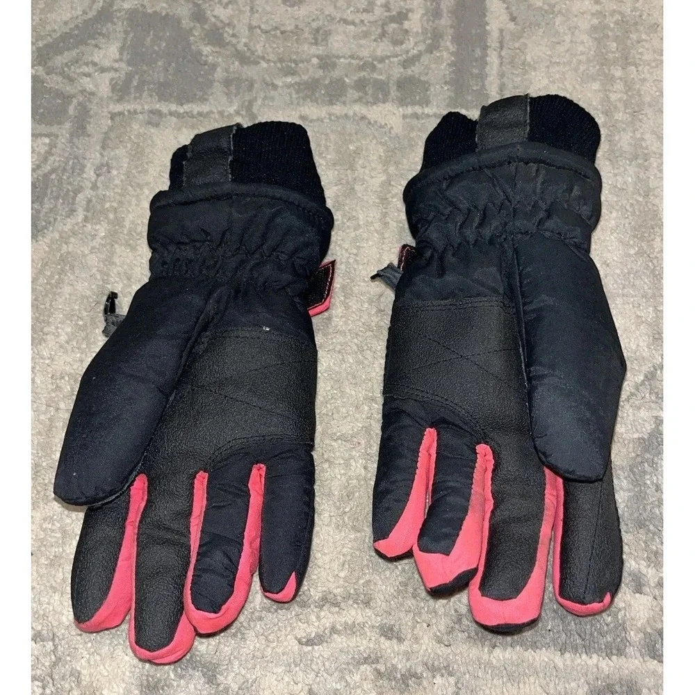 Saranac Youth Sz.‎ Medium Black Neon Ski Snowboard Gloves Warm Boys Girls